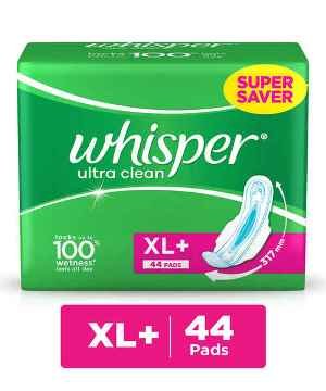 Whisper Ultra Clean Sanitary Pads XL With Wings,44 N